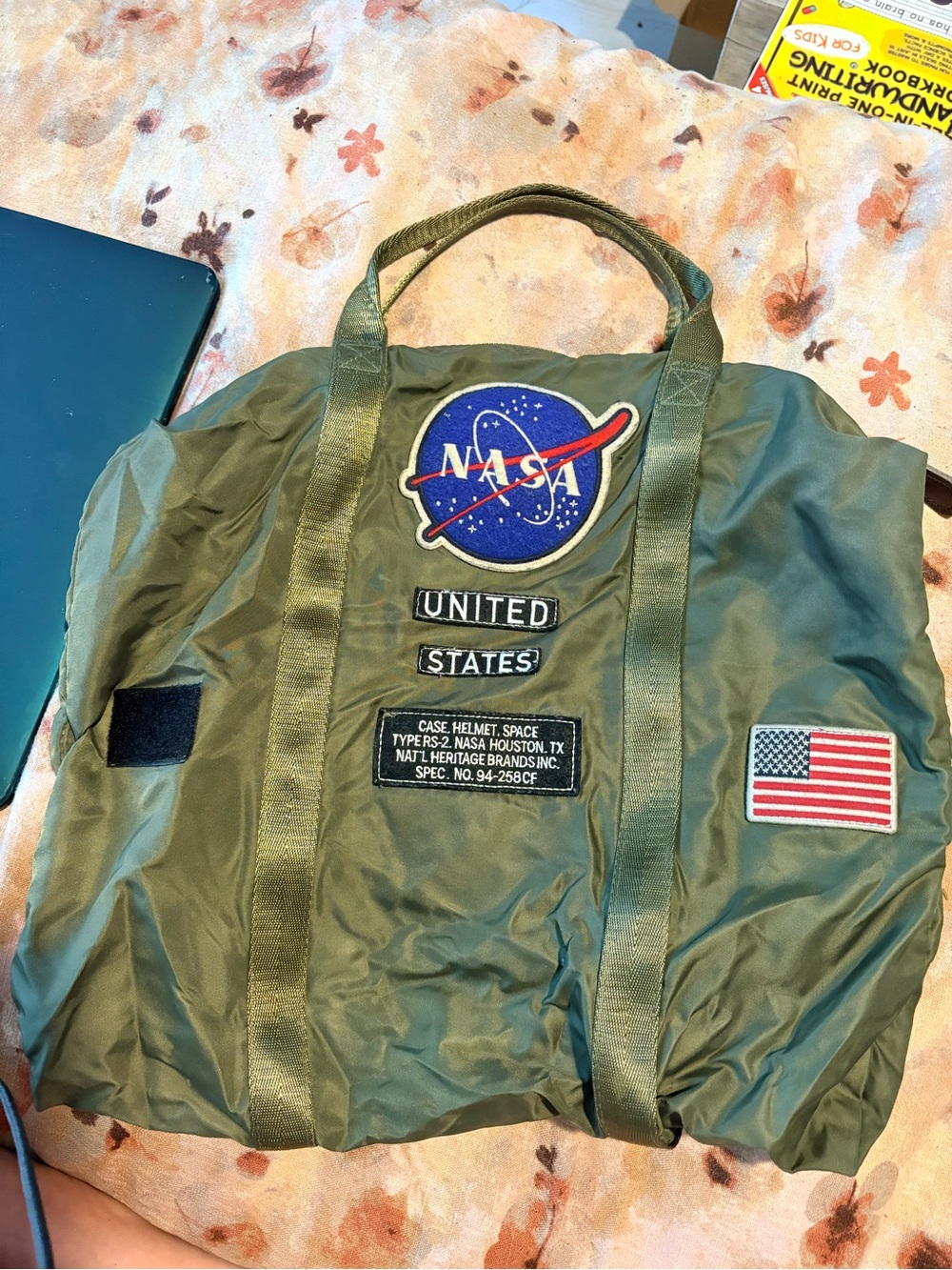 Red Canoe NASA Olive Green Helmet Flight Bag